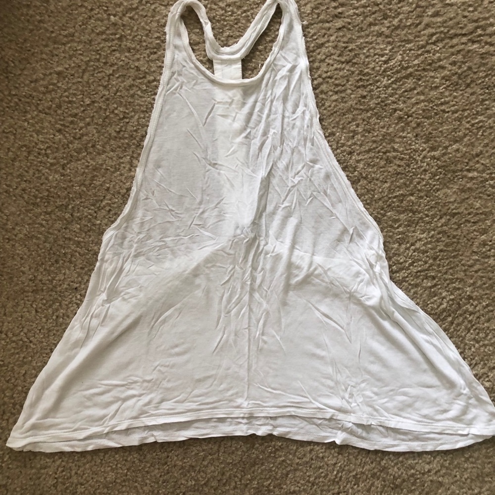 AW flowy white open back tank top